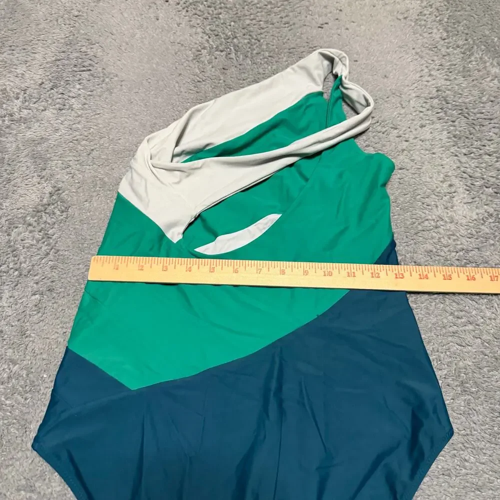 Summersalt Sidestroke Swimsuit Womens 10 Seaweed Seaglass & White